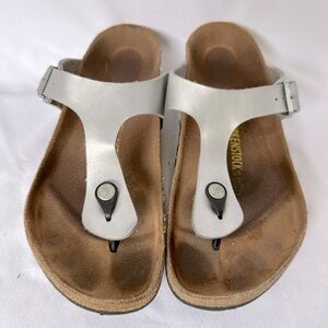 Birkenstock Women’s Gizeh Silver Birko-Flor